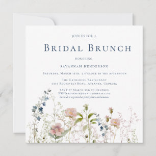 Elegant Wildflower Bridal Shower Brunch Invitation