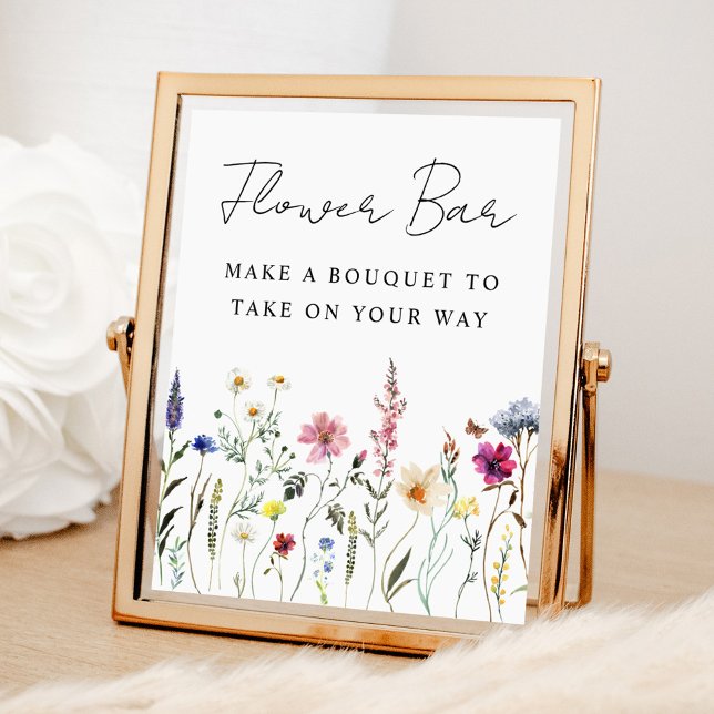 Elegant Wildflower Bridal Shower Flower Bar Sign (Creator Uploaded)
