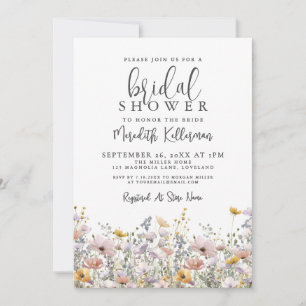 Elegant Wildflower Bridal Shower Invitation