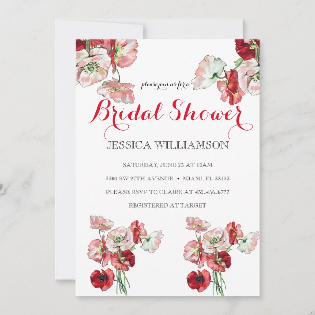 Elegant Wildflower  Bridal Shower Invitation (Front)