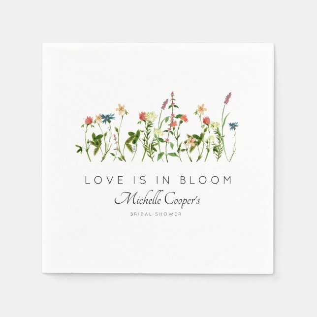 Elegant Wildflower Bridal Shower Napkin (Front)