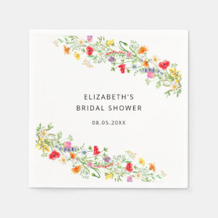 Elegant wildflower bridal shower napkins