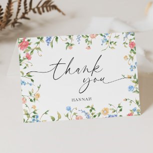 Elegant Wildflower Bridal Shower Personalised Thank You Card