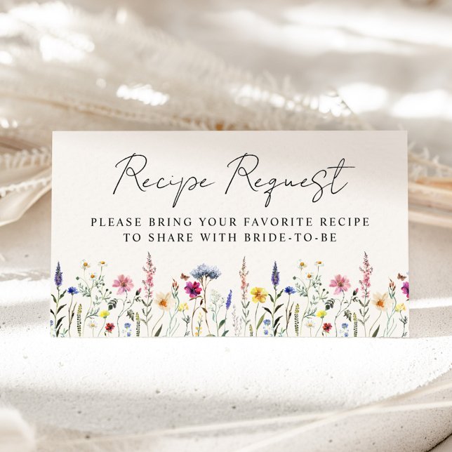 Elegant Wildflower Bridal Shower Recipe Request Enclosure Card (Creator Uploaded)