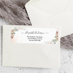 Elegant Wildflower Bridal Shower Return Address