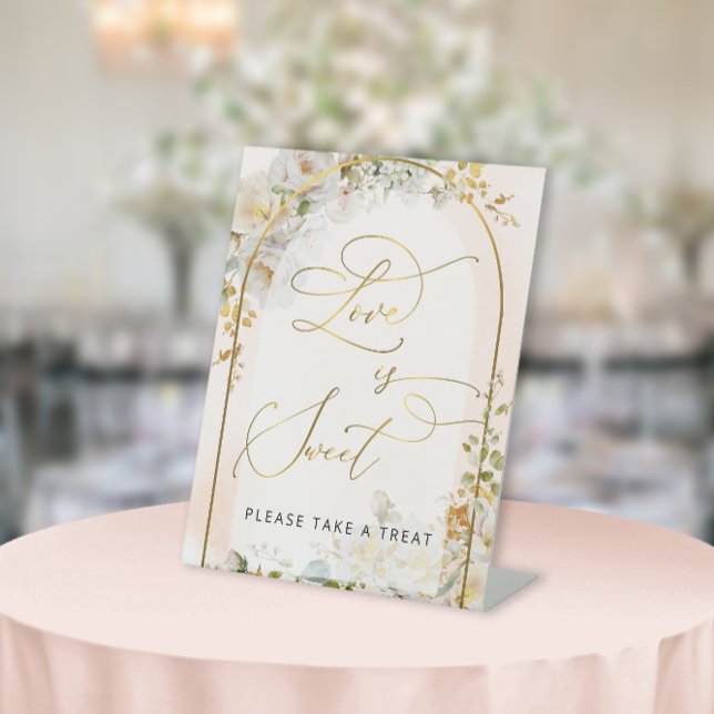 Elegant Wildflower Bridal Shower Sweet Treat Pedestal Sign (Creator Uploaded)