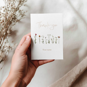 Elegant wildflower bridal shower thank you card
