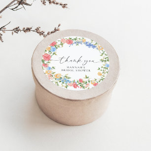 Elegant Wildflower Bridal Shower Thank You Favour Classic Round Sticker