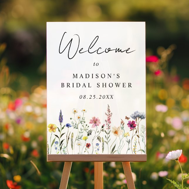 Elegant Wildflower Bridal Shower Welcome Acrylic Sign (Creator Uploaded)