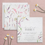 Elegant Wildflower Brunch & Bubbly Bridal Shower Invitation<br><div class="desc">Modern,  elegant square Brunch and Bubbly bridal shower invitation featuring  watercolor wildflower motifs in soft shades of blush pink,  lilac and lavender,  yellows,  blues and delicate green botanical leaves. Personalise your bridal shower details in soft off-black,  accented with beautiful modern hand lettered calligraphy. Copyright Elegant Invites,  all rights reserved.</div>