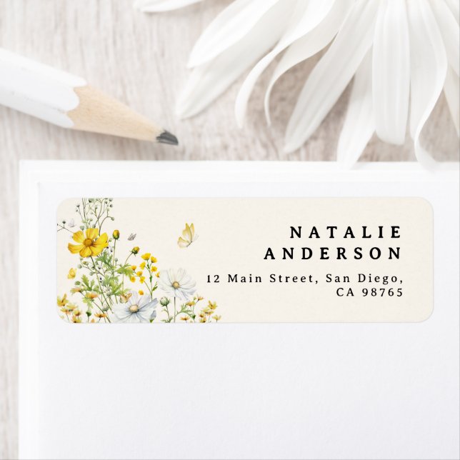 Elegant Wildflower Butterflies Return Address (Insitu)