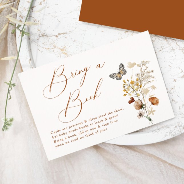 Elegant Wildflower Butterfly Bring a Book Enclosure Card (Creator Uploaded)