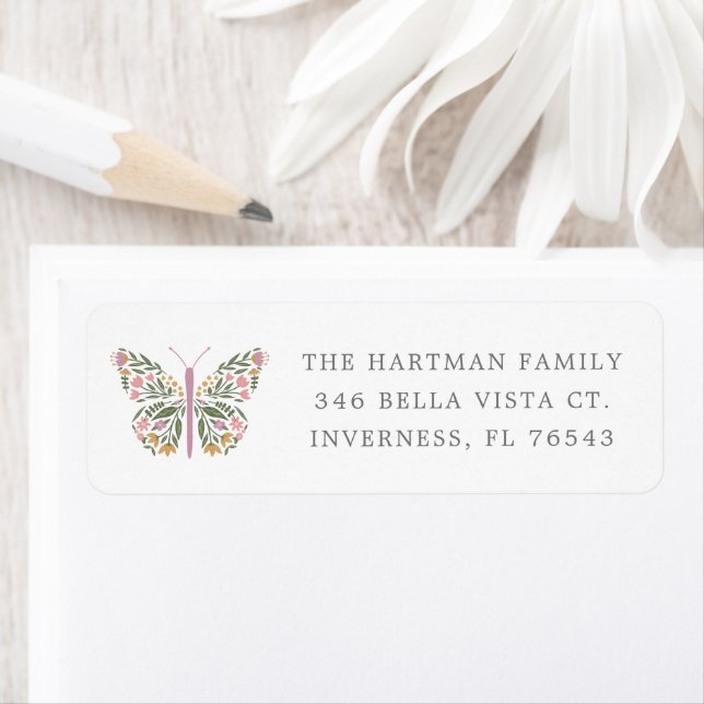 Elegant Wildflower Butterfly Return Address (Insitu)