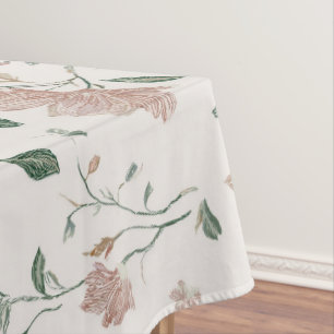 Elegant Wildflower & Butterfly Toile-De-Jouy Tablecloth