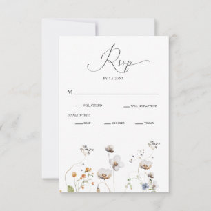 Elegant Wildflower Calligraphy Wedding RSVP Card