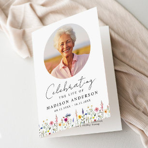 Elegant Wildflower Celebration of Life Funeral Programme