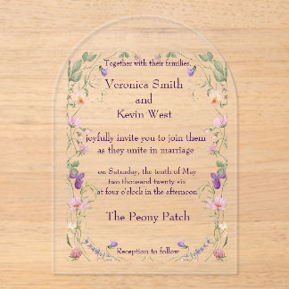 Elegant Wildflower Clear Acrylic Wedding Invitatio Invitations