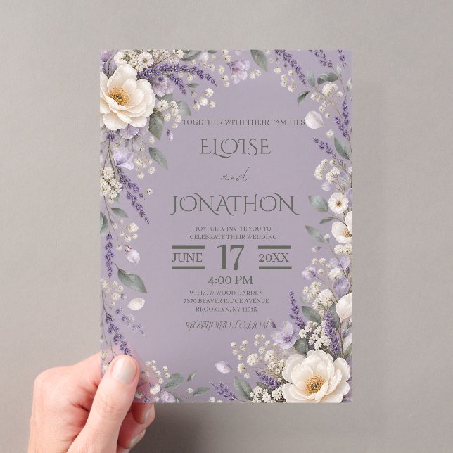 Elegant Wildflower Clear Acrylic Wedding Invitatio Invitations (Insitu (Handheld))