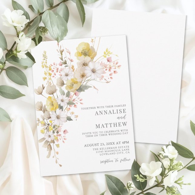 Elegant Wildflower Colorful Floral Wedding Invitation (Elegant Wildflower Colorful Floral Wedding Invitation)