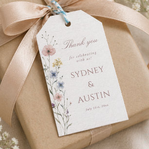 Elegant Wildflower Couples Shower Party Thank You Gift Tags