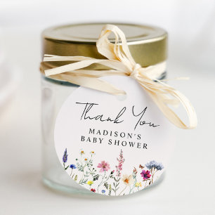 Elegant Wildflower Cream Baby Shower Thank You Favour Tags