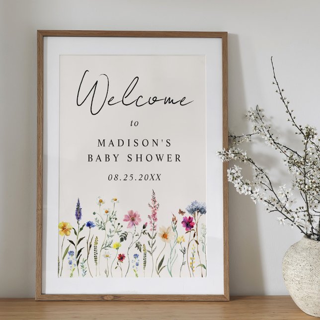 Elegant Wildflower Cream Baby Shower Welcome Sign (Creator Uploaded)