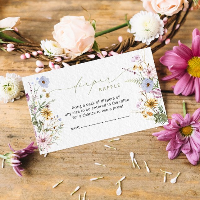 Elegant Wildflower Diaper Raffle Enclosure Card (Creator Uploaded)