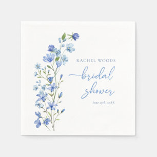 Elegant Wildflower Dusty Blue Bridal Shower Napkin