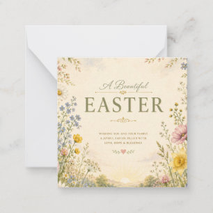 Elegant Wildflower Easter Greeting, Floral Design Card