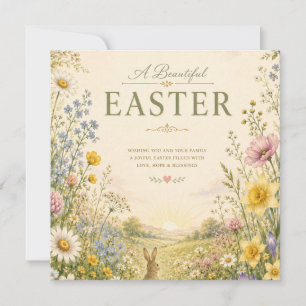 Elegant Wildflower Easter Greeting, Floral Design Thank You Card