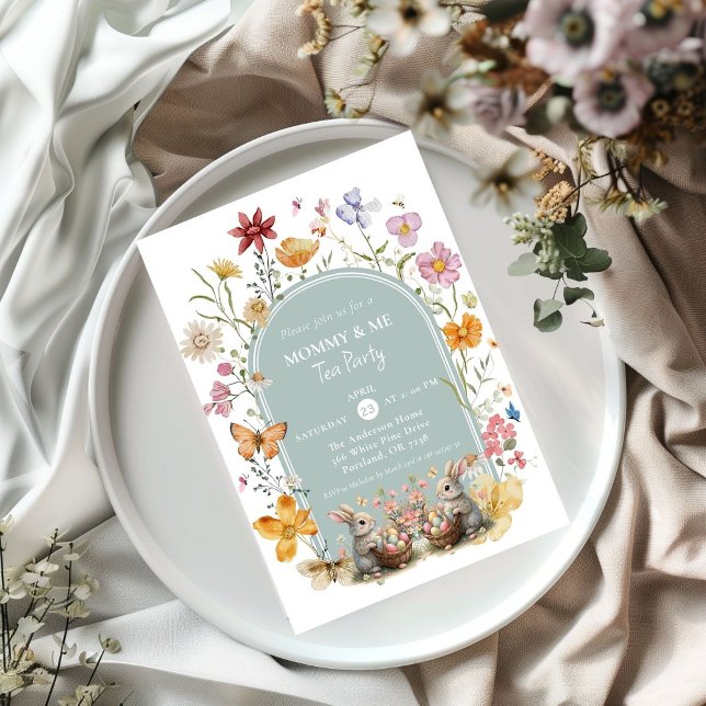 Elegant Wildflower Easter Mummy & Me Tea Party Invitation (Creator Uploaded)