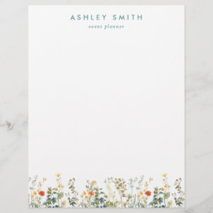 Elegant Wildflower Field Custom Letterhead