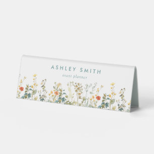 Elegant Wildflower Field Desk Name Plate