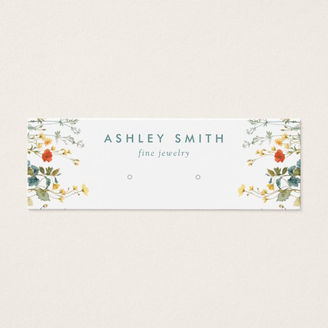 Elegant Wildflower Field Earring Display Card (Front)