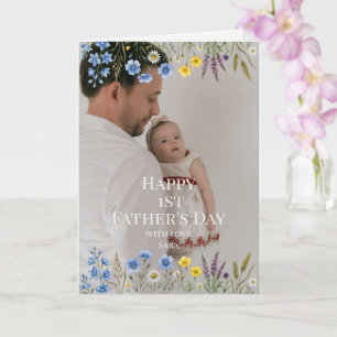 Elegant Wildflower First Father's Day Photo Dad Card