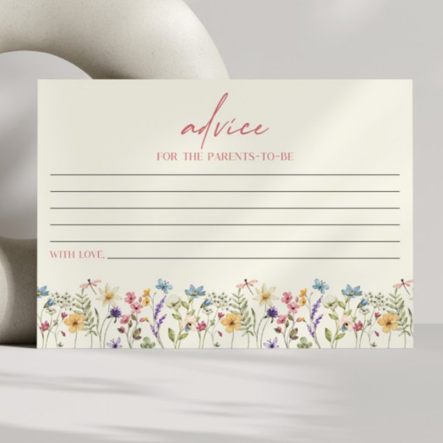 Elegant Wildflower Floral Baby Shower Advice Card (Creator Uploaded)