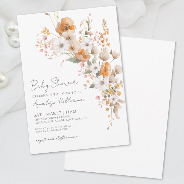 Elegant Wildflower Floral Baby Shower Invitation (Elegant Wildflower Floral Baby Shower Invitation)