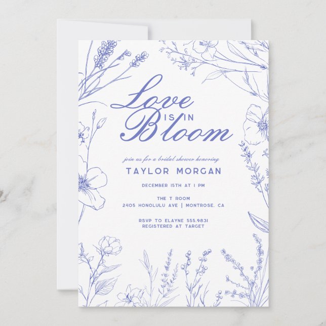 Elegant Wildflower Floral Bridal Shower Invitation (Front)
