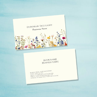 Elegant Wildflower Floral Custom Business Card 
