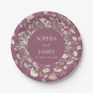Elegant Wildflower Floral Flowers Wedding Paper Plate