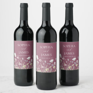 Elegant Wildflower Floral Flowers Wedding Wine Label
