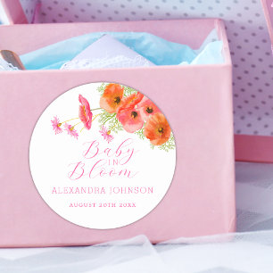 Elegant Wildflower Floral Girl Baby Shower Classic Round Sticker