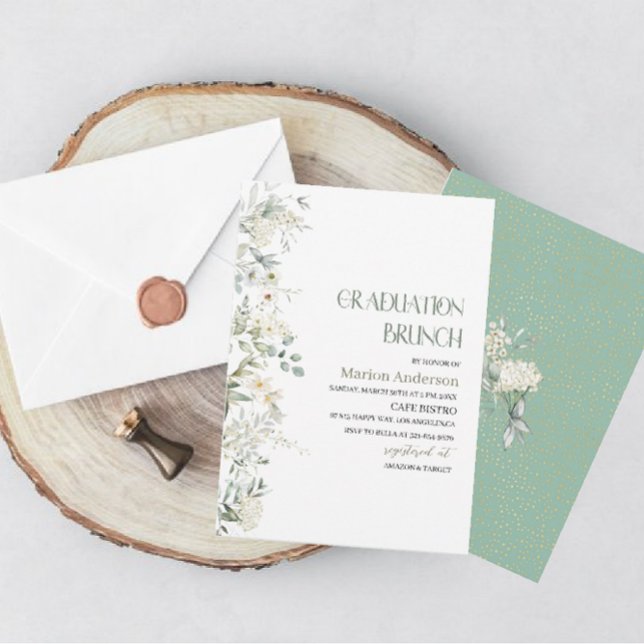 Elegant Wildflower Floral graduation brunch  Invit Invitation (Creator Uploaded)