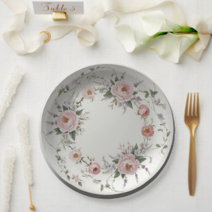 Elegant wildflower Floral Pattern summer wedding Paper Plate