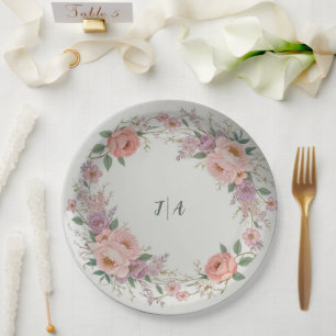 Elegant wildflower Floral Pattern summer wedding Paper Plate