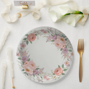 Elegant wildflower Floral Pattern summer wedding Paper Plate
