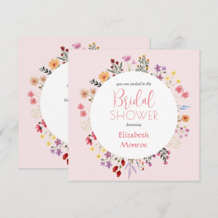 Elegant Wildflower Floral Pink Bridal Shower Invitation