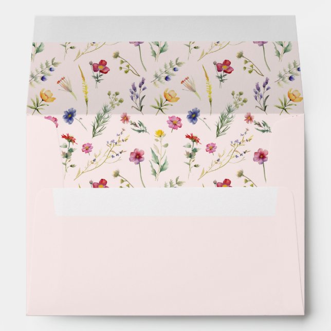 Elegant Wildflower Floral Pink Girl Baby Shower Envelope (Back (Bottom))