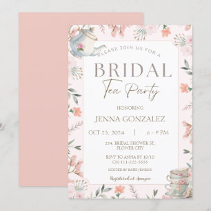Elegant Wildflower Floral Tea Party Bridal Shower Invitation