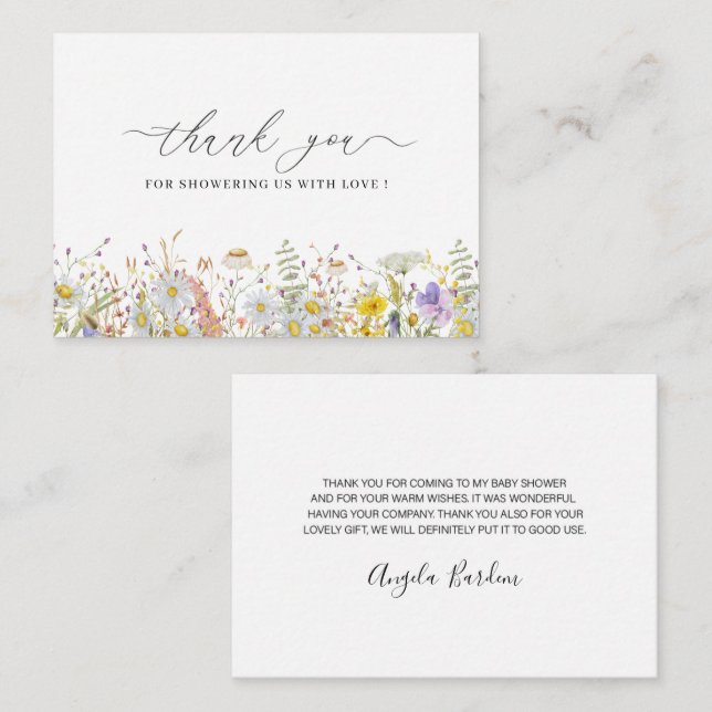Elegant Wildflower floral thank you Card (Front/Back)
